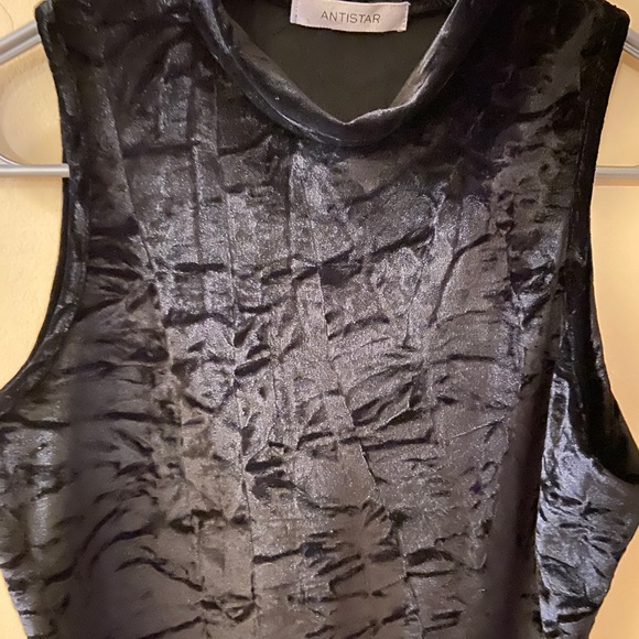 Black brushed velvet look sleeveless dress size medium - Picture 5 of 7